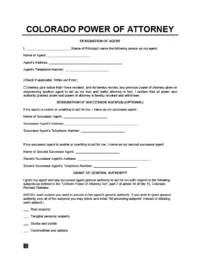 Colorado Power of Attorney Form