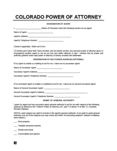 Colorado Power of Attorney Form