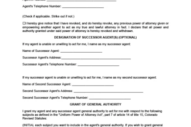 Colorado Power of Attorney Form
