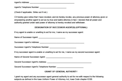 Iowa Power of Attorney Form