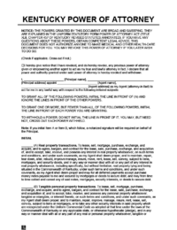 Kentucky Power of Attorney Form