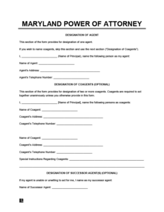 Maryland Power of Attorney Form