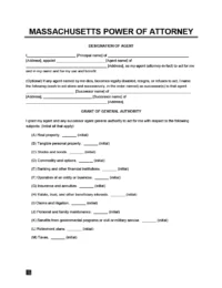 Massachusetts Power of Attorney Form