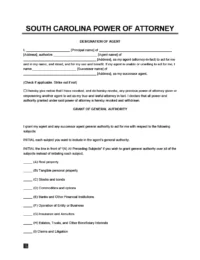 South Carolina power of attorney form