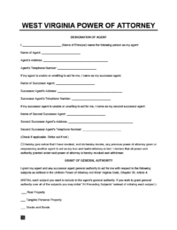 West Virginia power of attorney form