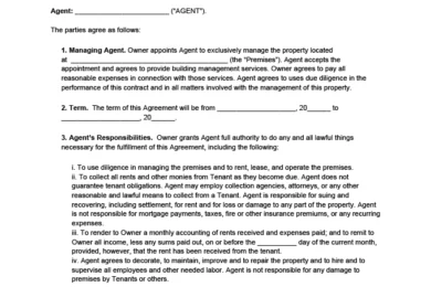 Property Management Agreement Template