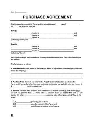 purchase agreement template