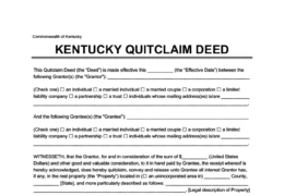 Kentucky Quitclaim Deed Form