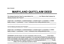 Maryland Quitclaim Deed Form