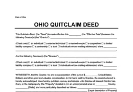 Ohio quitclaim deed Form