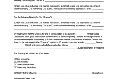 South Carolina Quitclaim Deed Form