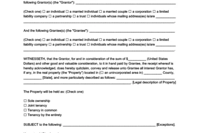 Washington DC Quitclaim Deed Form