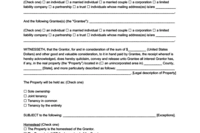 Wisconsin Quitclaim Deed Form