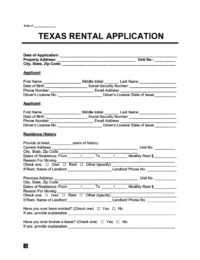 Texas Rental Application Form