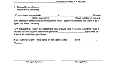 revocation of power of attorney form