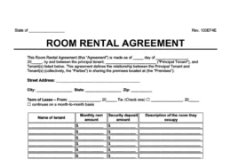 Room Rental Agreement Template