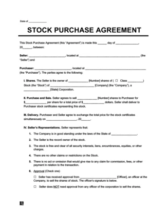 stock purchase agreement template