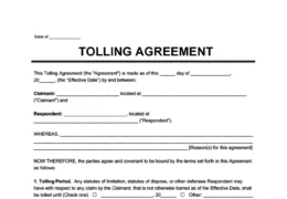 tolling agreement sample