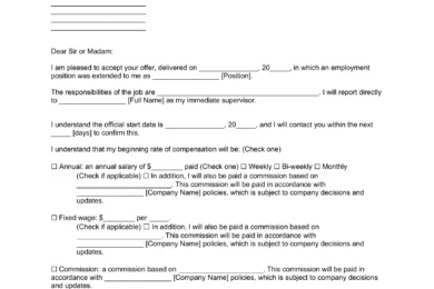 employment acceptance letter