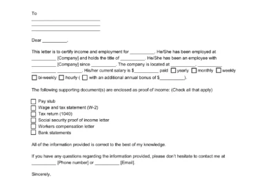 employment verification letter