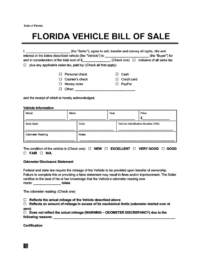 florida vehicle bill of sale