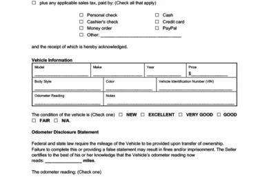 florida vehicle bill of sale