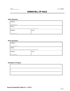 hawaii bill of sale sample