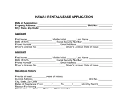 Hawaii Rental Application Form