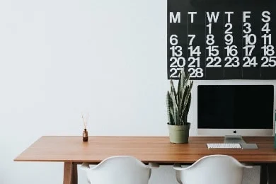 Home office with calendar