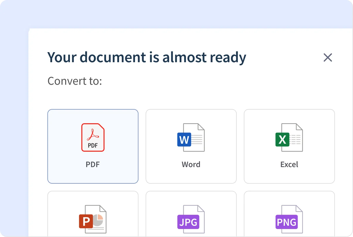 image of a screen showing users how to convert an uploaded file to a PDF document