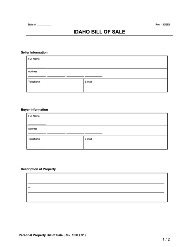 idaho bill of sale