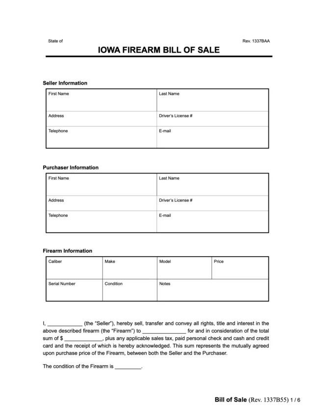 iowa firearm bill of sale