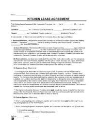 Kitchen Lease Agreement Template