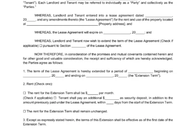 lease extension agreement template