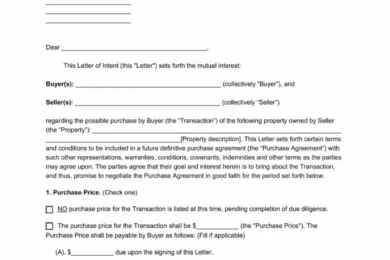 letter of intent to purchase template