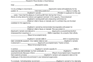 Letter of Recommendation for Internship