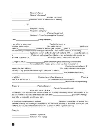 Letter of Recommendation for Teacher