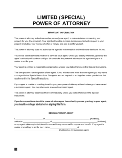 limited power of attorney form