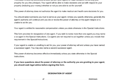 limited power of attorney form