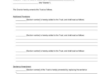 living trust amendment form