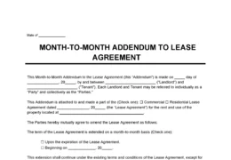 Month-To-Month Lease Agreement Addendum Template