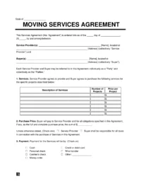 Moving Service Contract Template