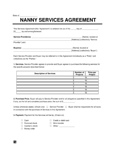 Nanny Service Agreement Template