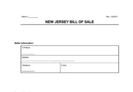 New Jersey Bill of Sale Form