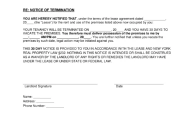 New York 30-Day Eviction Notice