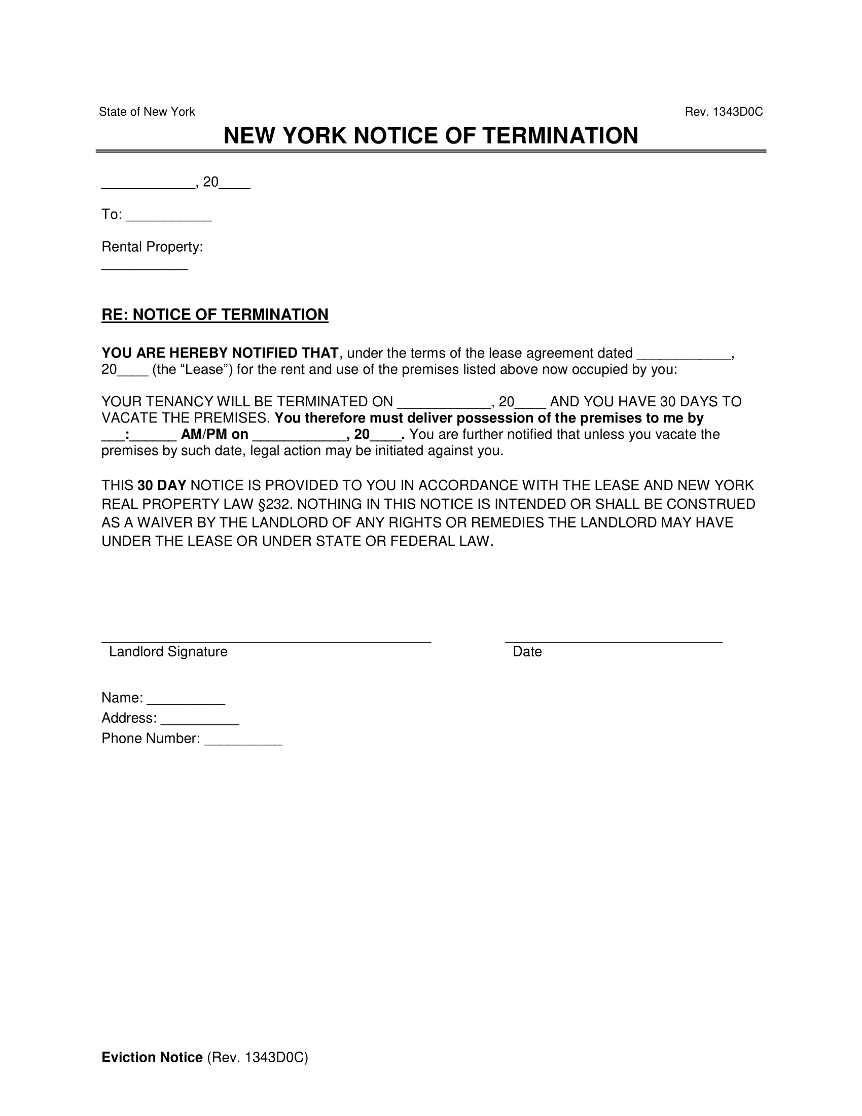 New York 30-Day Eviction Notice