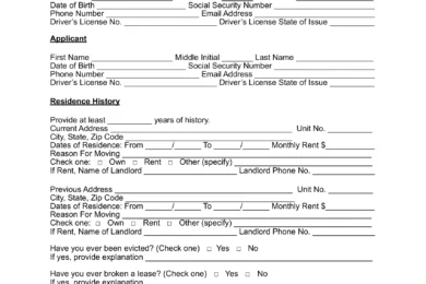 New York Rental Application Form