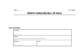 North Carolina Bill of Sale Form