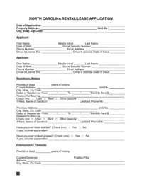 North Carolina Rental Application Form