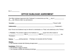 Office Sublease Agreement Template